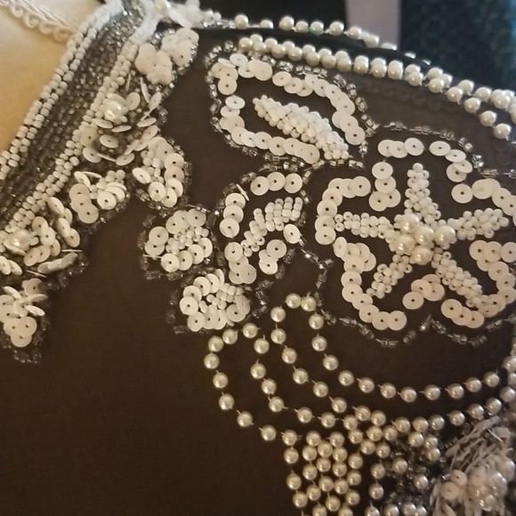 Nite Line Silk Beaded & Sequined Blouse Vintage Sz. 10 - Picture 6 of 16